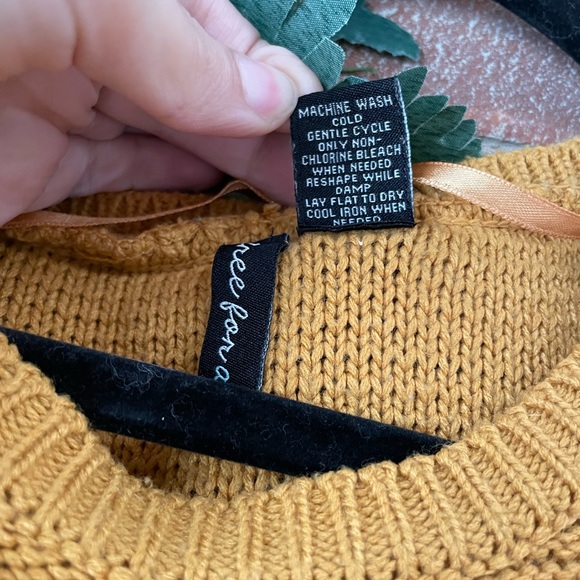 Free For All Comfortable Drop Sleeve Mustard Yellow Oversized Sweater - Picture 4 of 4